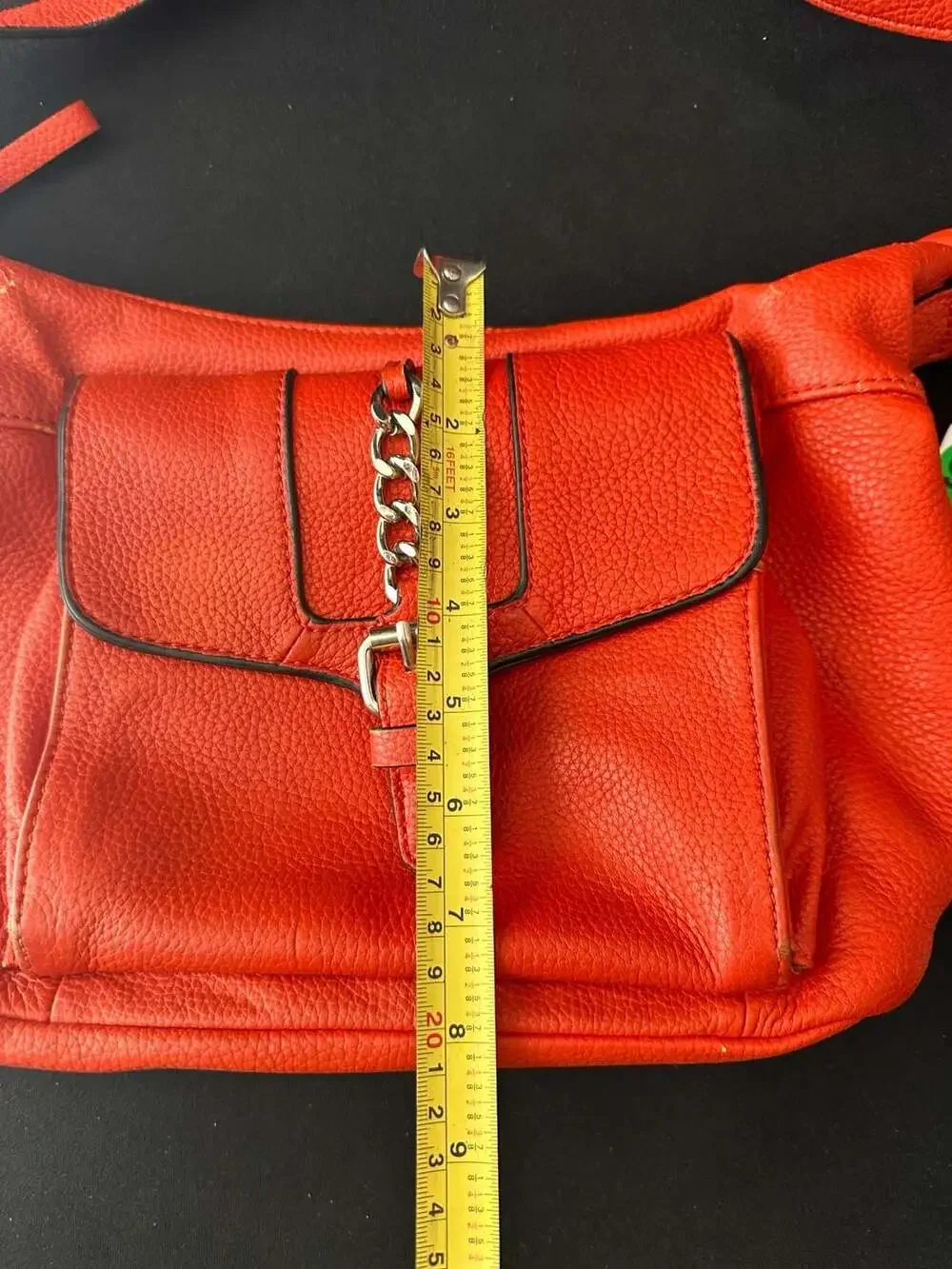 No.91 Giani Bernini Pebbled Orange Leather Hobo Shoulder Bag with Chain Detail